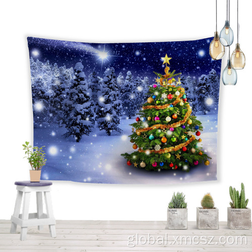 Digital Printing Cloth Christmas trees best wish lucky wall tapestry Factory